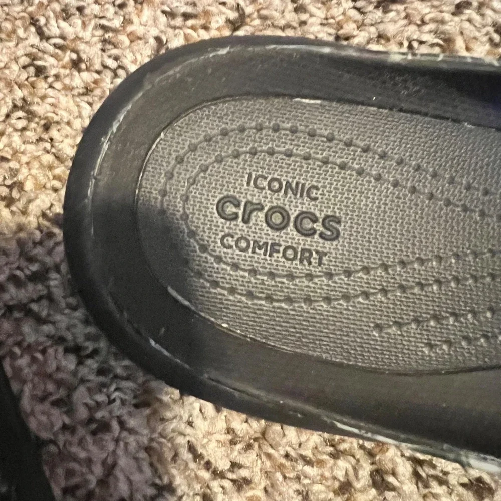 Crocs‎ Elements Agua Flip Flops Sandals Comfort Slides Black Marble Mens 9